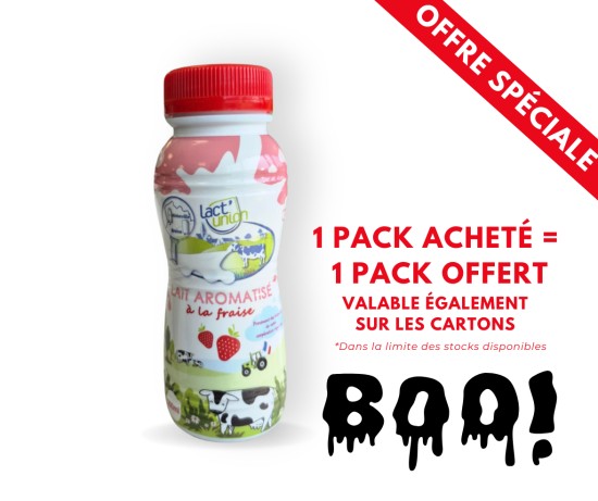Lait aromatisé Fraise Lact Union Stérilisé UHT (Vendu par pack)