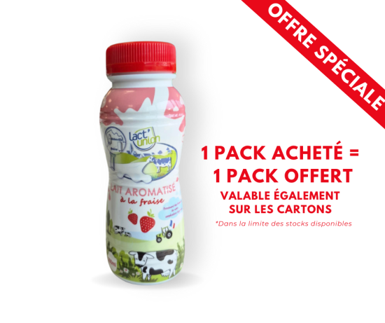 Lait aromatisé Fraise Lact Union Stérilisé UHT (Vendu par pack)